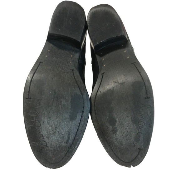 SAM EDELMAN Peter Black Leather Zip Gold Buckle Ankle  Booties Boots  6M - Picture 6 of 9